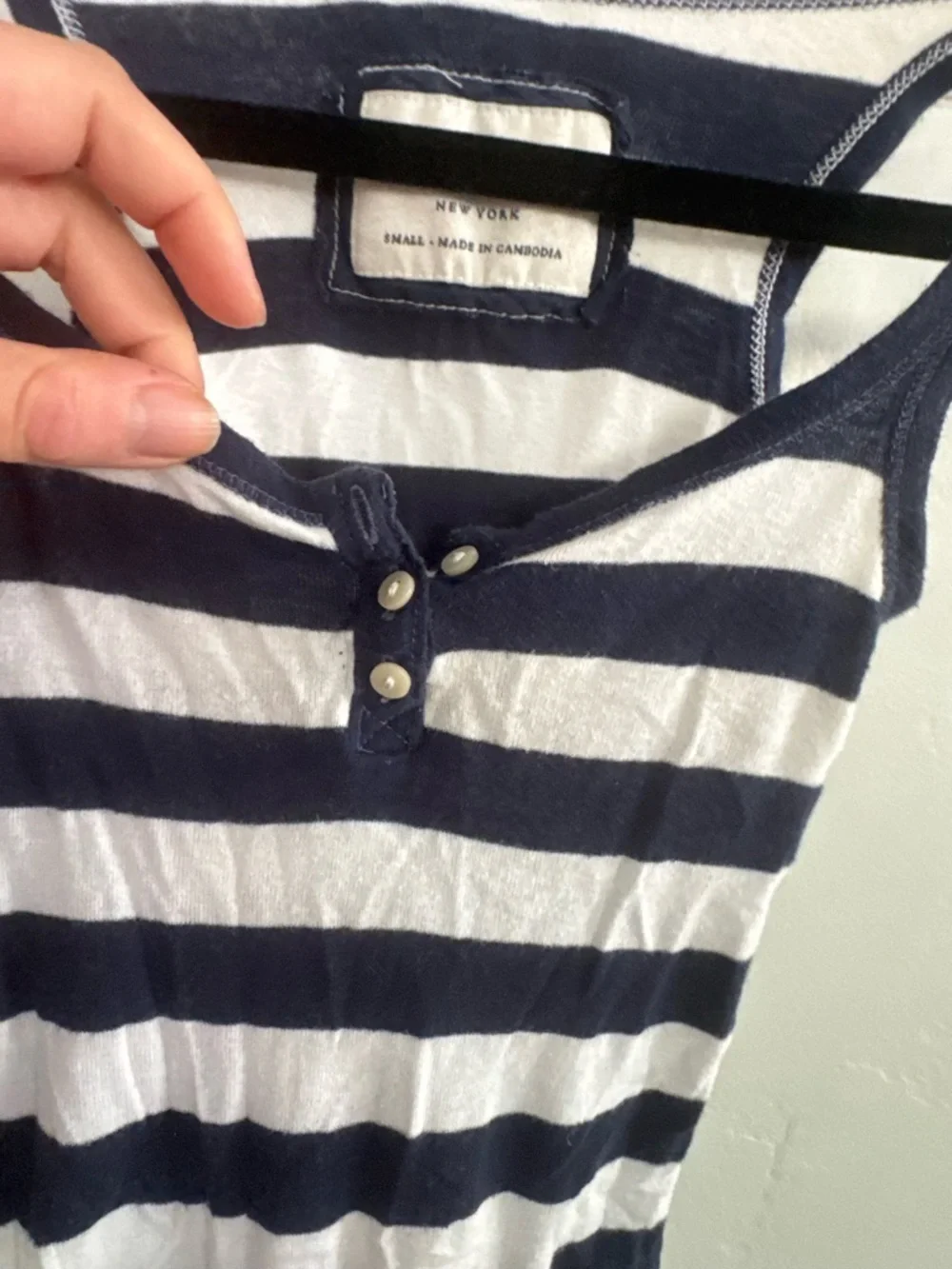 SOLD Vintage Abercrombie Striped Navy & White Tank Top - Picture 3 of 6